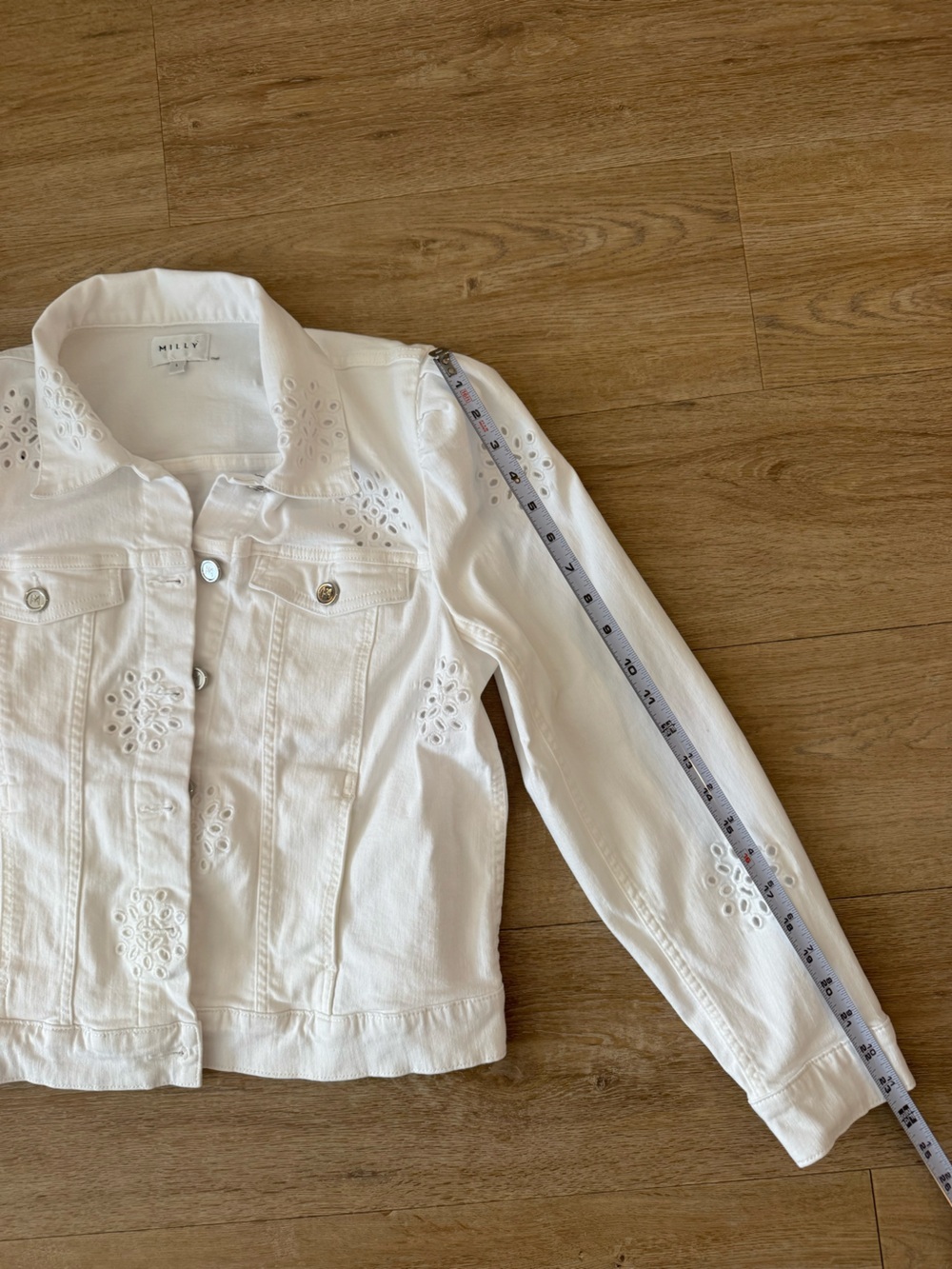Milly White Eyelet Gemma Jacket Size Large - Picture 12 of 12